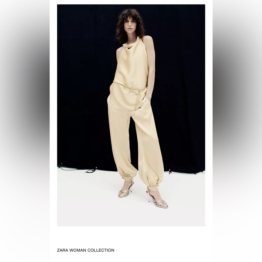 ZW Collection Women's Satin Halter Top and Balloon Pants